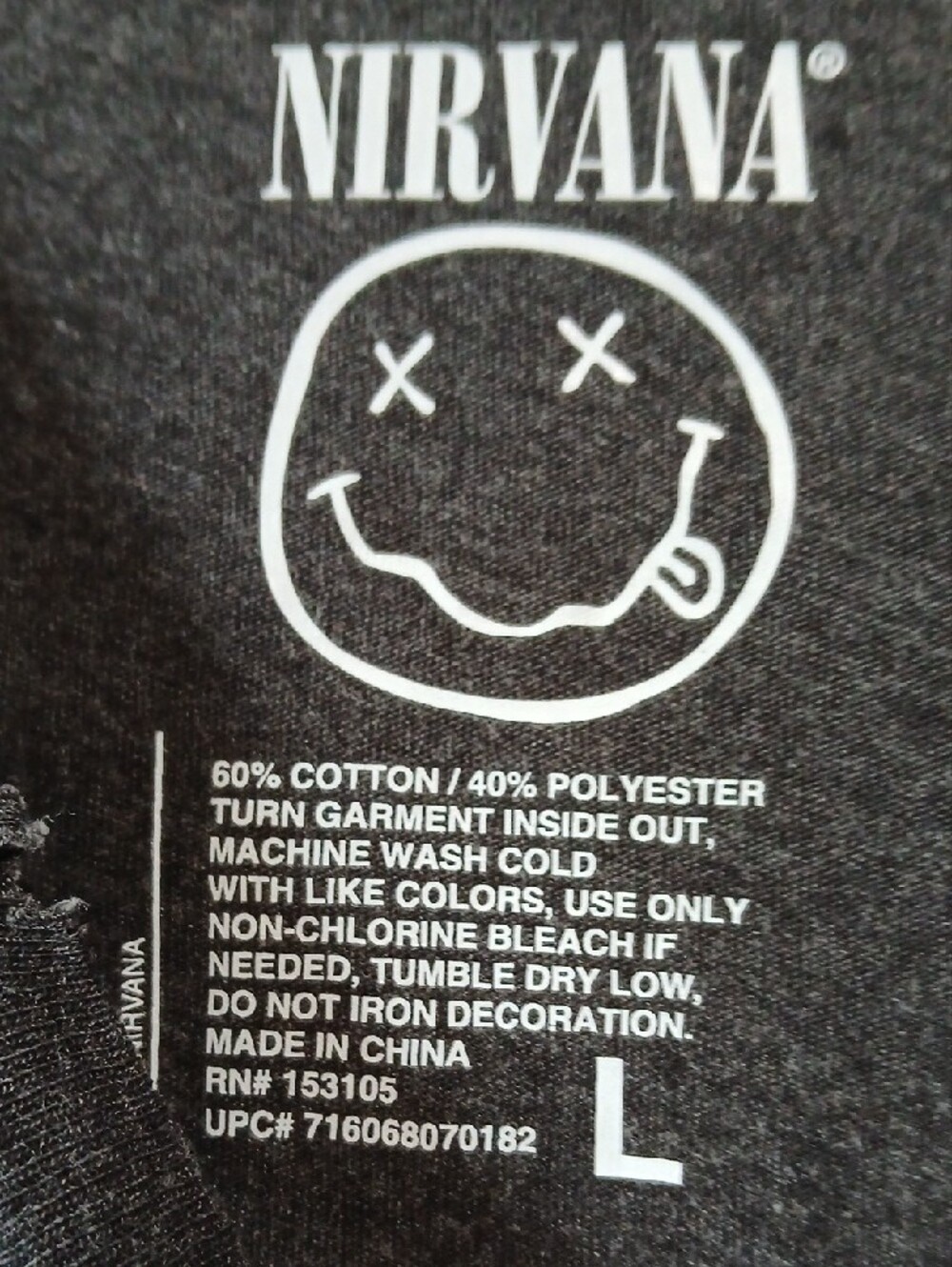 Nirvana Men's L Smiley Tour Distressed Graphic Tee - Picture 2 of 3